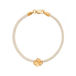 Firkløver silkearmbånd - forgyldt sølv