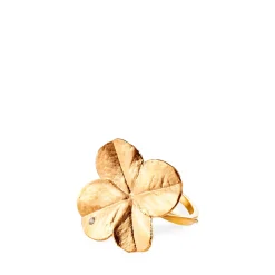 Statement fingerring - Firkløver – forgyldt sølv